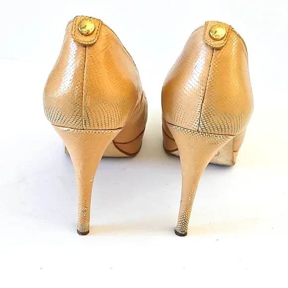 Michael Kors Tan Peep Toe Stiletto Heels - Picture 3 of 7